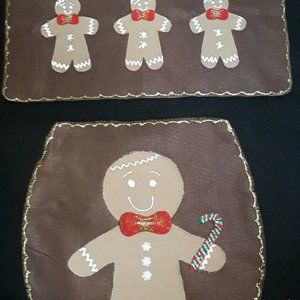 Ginger cookie toilet Seat & tank cover set Bath Decor Christmas holidays round
